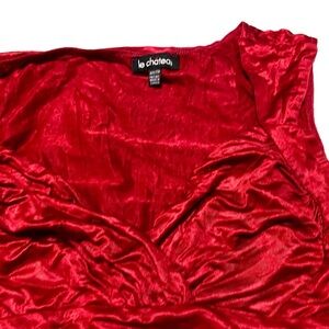 Sexy Red Silky Top with Sweetheart Neckline